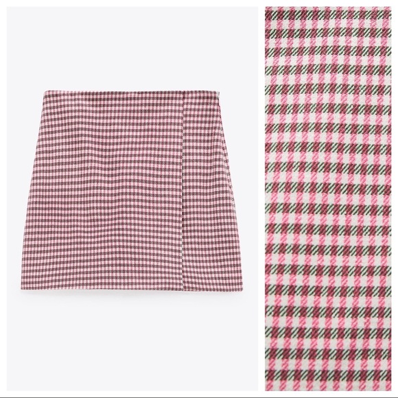NWT. Zara Pink/White Houndstooth Skort. Size L. - Picture 5 of 10